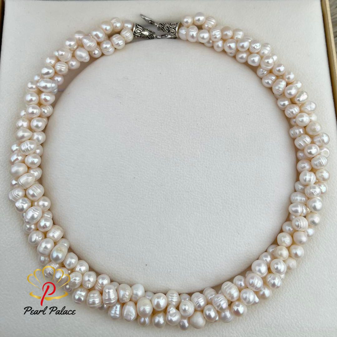 Ivory Cascade" 3 Layer Freshwater Pearl Necklace.
