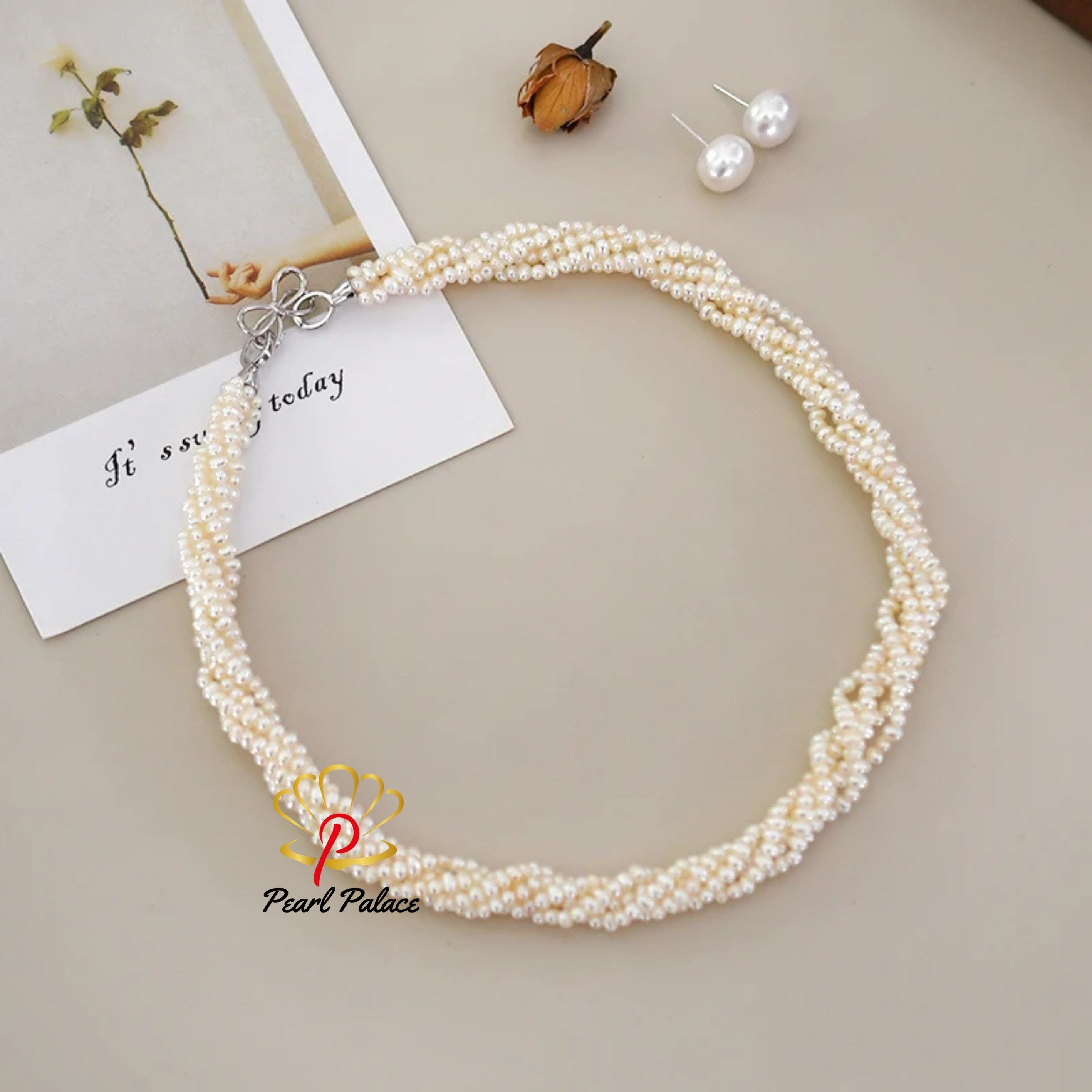 2-3mm Natural Freshwater Pearls Multilayer Necklace 925 Sterling Silver Wedding Party Fashion Jewelry for Women