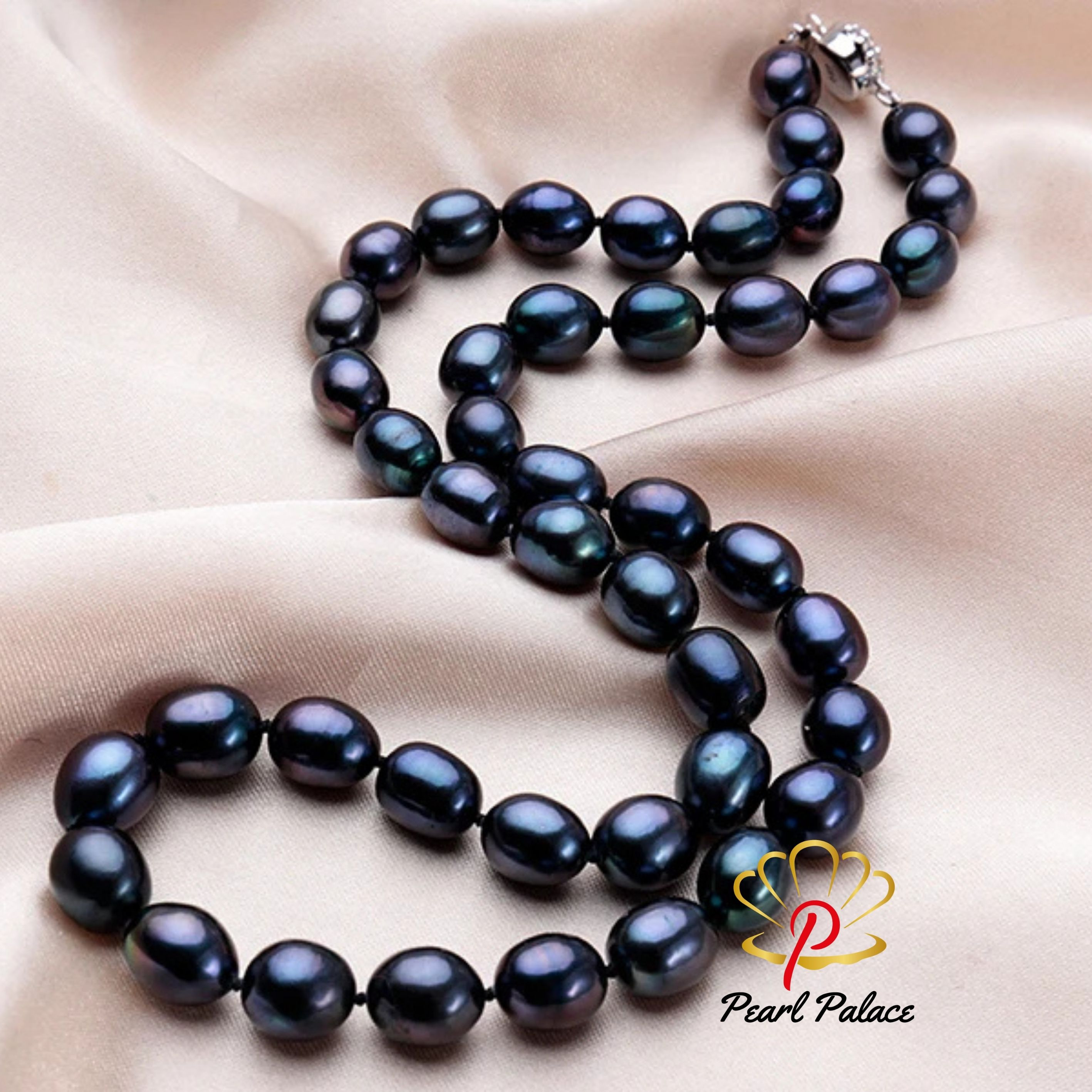 8-9 mm Natural Freshwater Black Pearl Jewelry Necklace 925 Sterling Silver Flower Buckle Fine Jewelry For Women