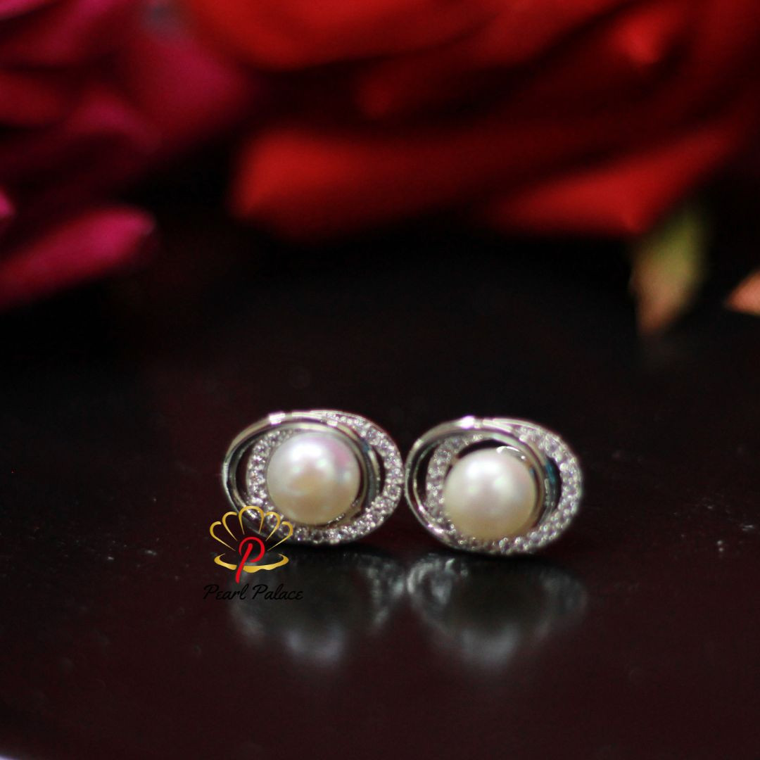 Graceful Round Pearl Earrings