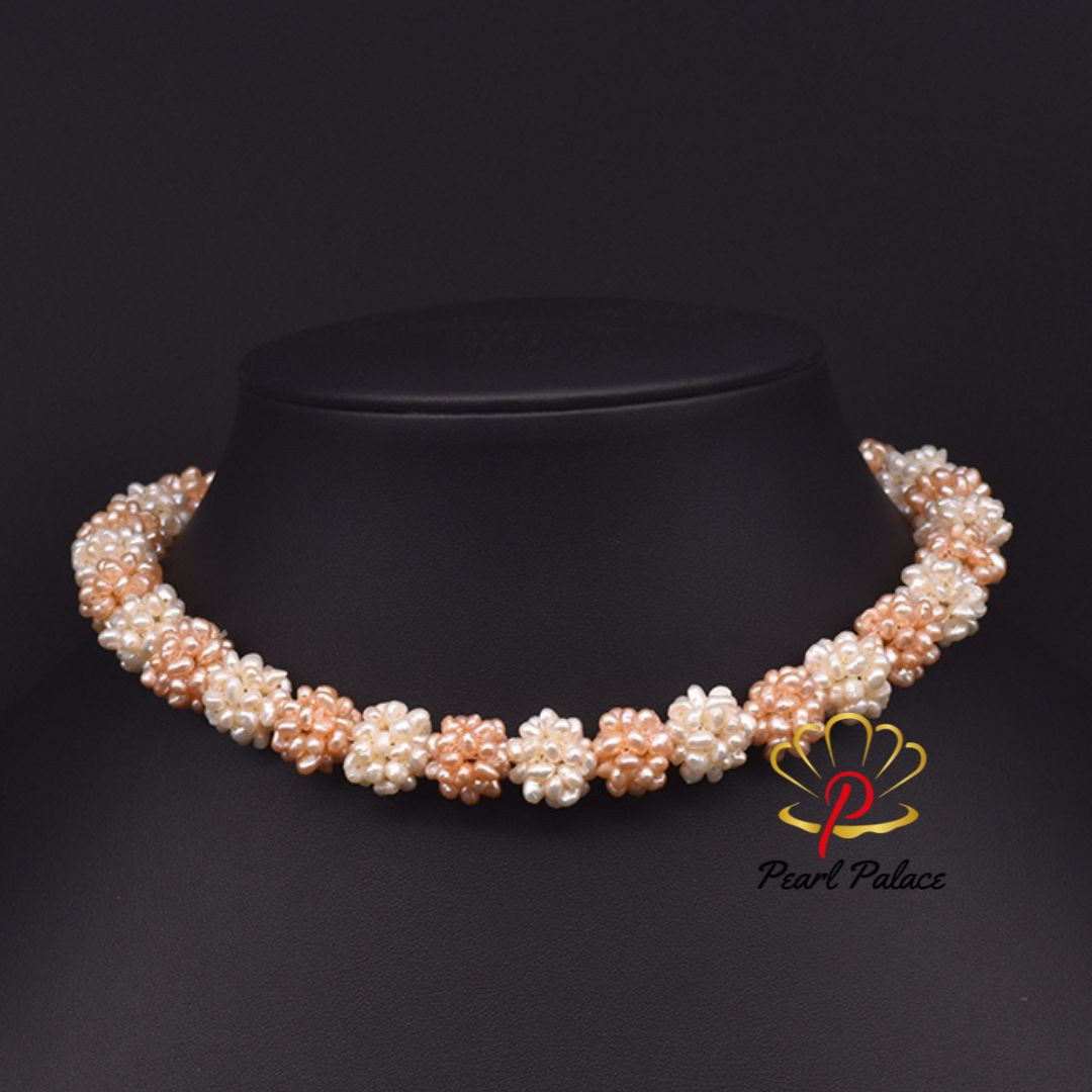 Natural Pink White Small Pearl Flower Collar Romantic Fashion Choker Necklace For Women Party Statement Jewelry