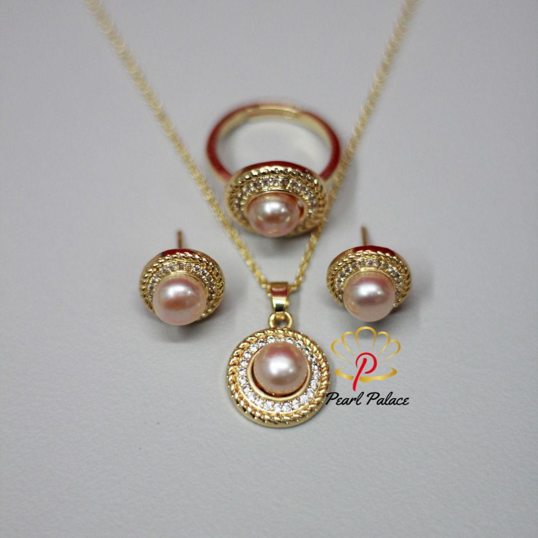 Pink Freshwater Pearl Pendant Set