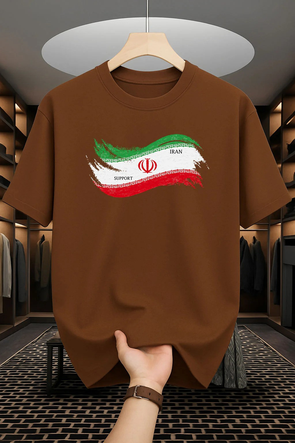 Drop Shoulder Print T-Shirt - S*upport I*R*A*N Design