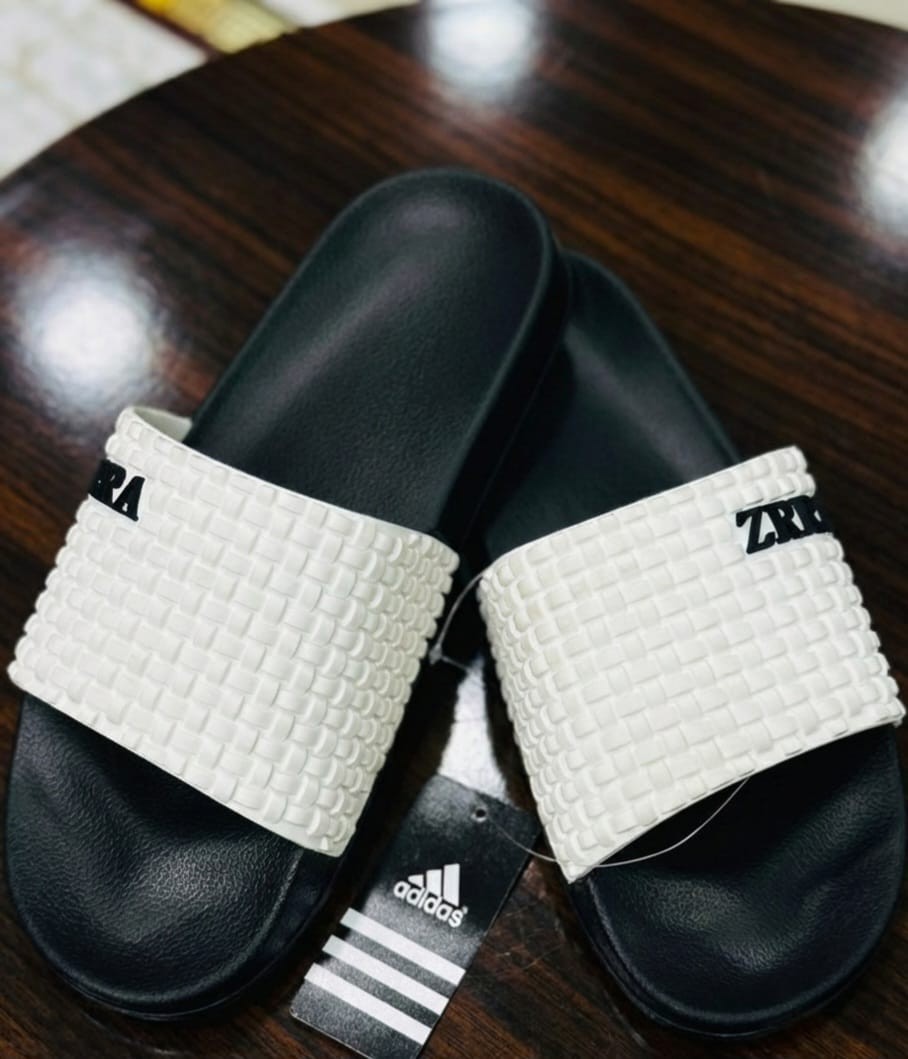 Black And White Colour Slides Slipper Casual Sandal For Men